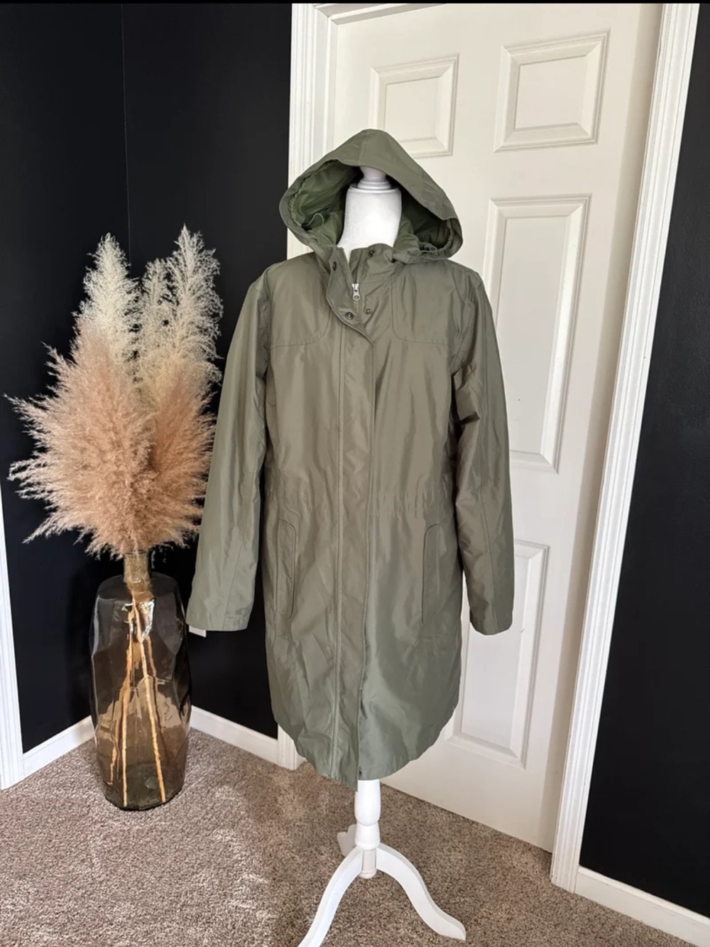 L.L. Bean Women's H2OFF Rain Jacket, PrimaLoft-Lined in Green size XL